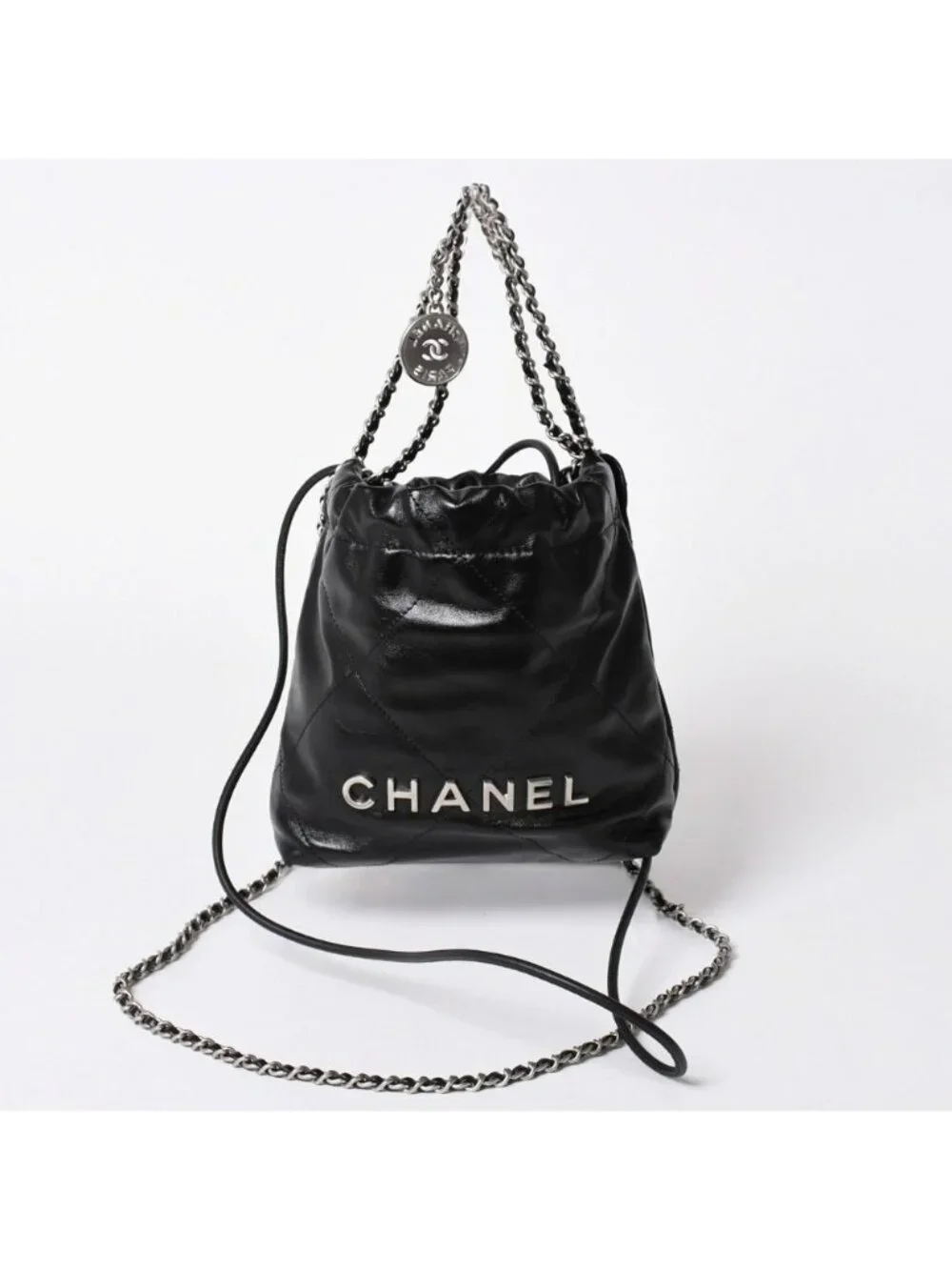 Chanel 22 Mini Bag 2-Way Stand Black Silver